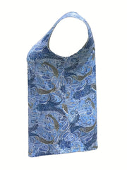  Paisley Print Square Neck Tank Top