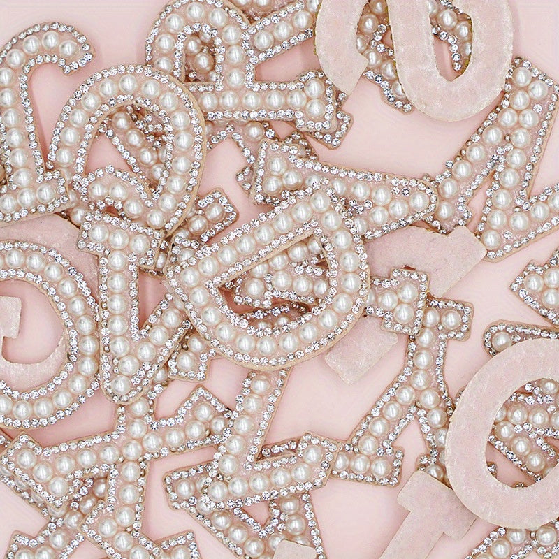 26pcs Faux Pearl English Letter Stickers for Clothes Decorative Patches