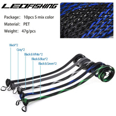 10pcs Leofishing Fishing Rod Sleeve 74 8in Braided Mesh Rod Cover with Straps