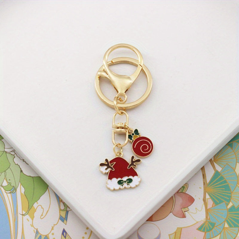 Christmas Series Cartoon Alloy Key Chain Ring Purse Bag Charm Car Ornament