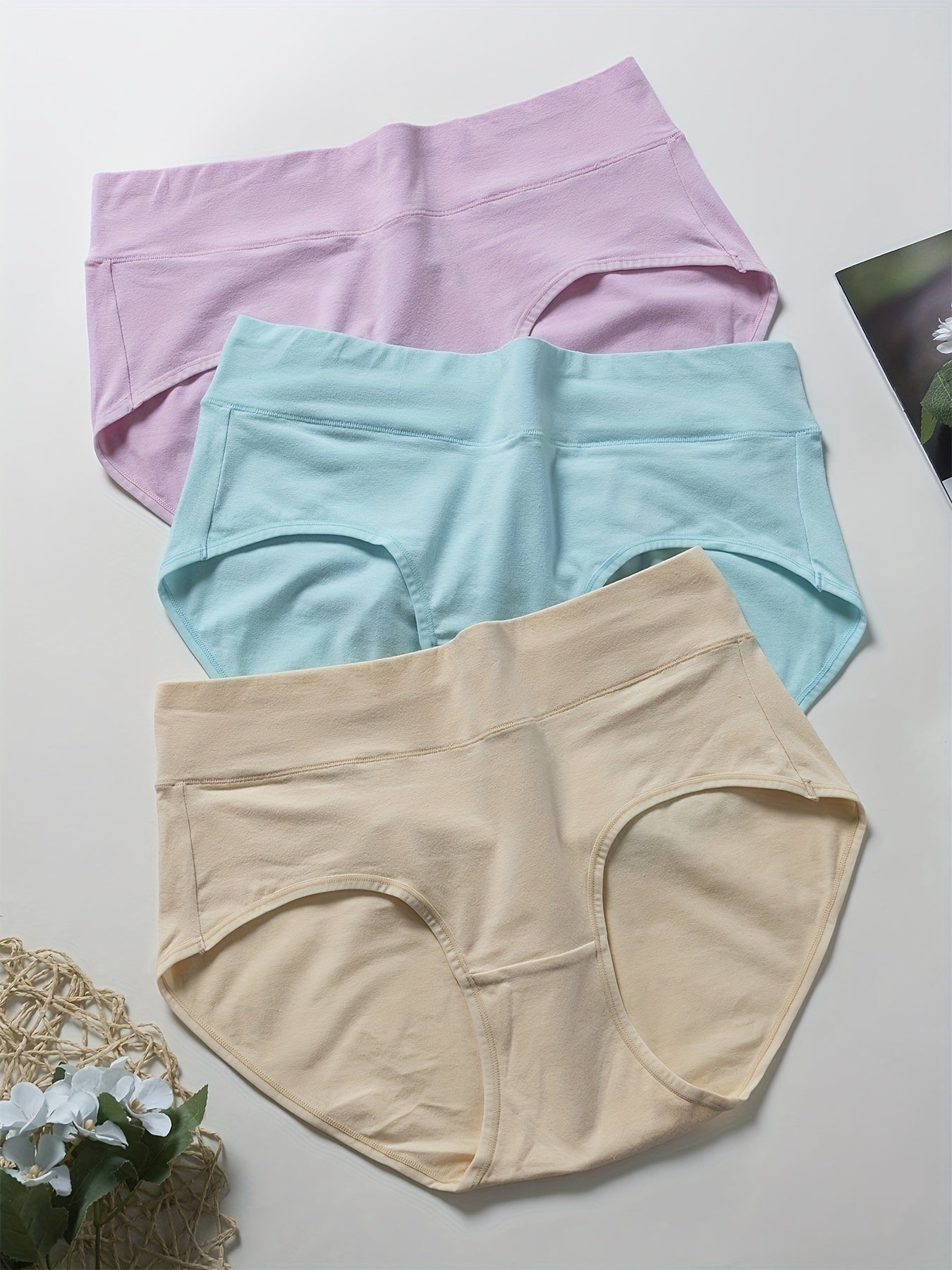 3 Pack Plus Solid High Rise Panties Set
