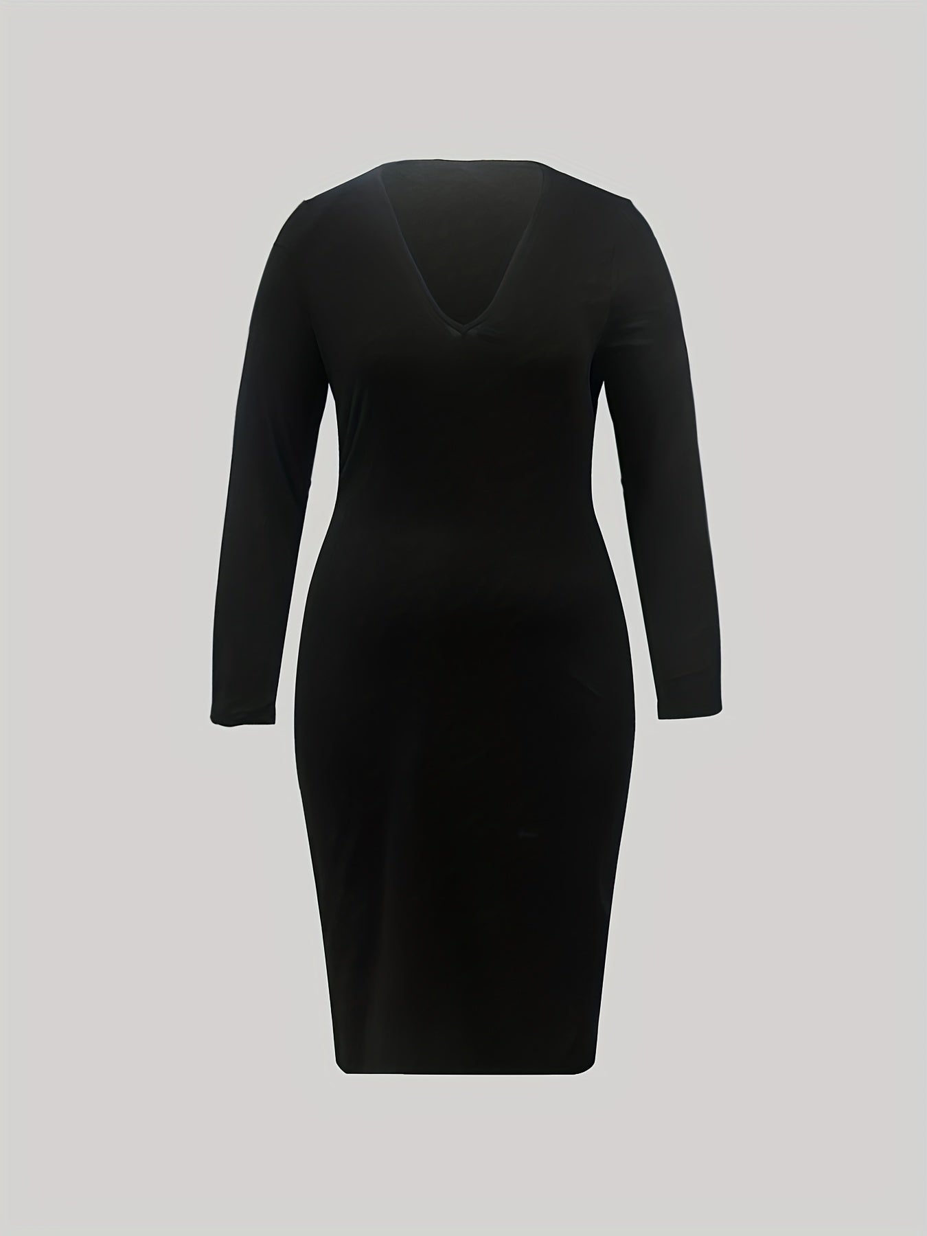  V Neck Long Sleeve Stretch Dress