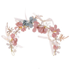 Lustrous Petals Crystal & Faux Pearl Bridal Headband Wedding Hair Accessory