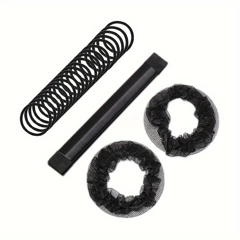 2pcs Elastic Hairnet for Ballet Dance with Hair Ties and Bun Maker