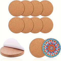 12 Pack DIY Cork Coasters - 3.5 Inch Self Adhesive Wooden Mats