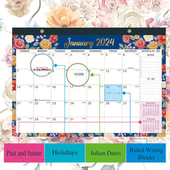 Large Grid Julian Dates Calendar January-June 18 Months