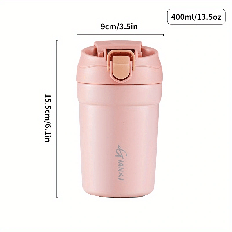 Ceramic Liner Straw Drinking Cup Coffee Cup 304 Stainless Steel Pink
