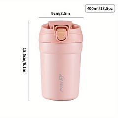 Ceramic Liner Straw Drinking Cup Coffee Cup 304 Stainless Steel Pink