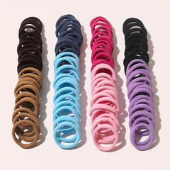 100pcs Solid Hair Tie Ponytail Holder Minimalist Hair Band