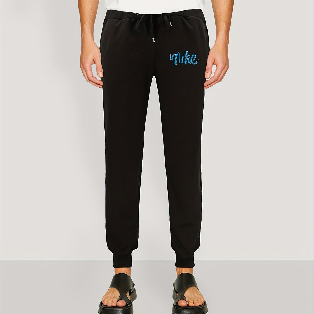 Men's Personality Print Casual Trousers Drawstring Elastic Pants
