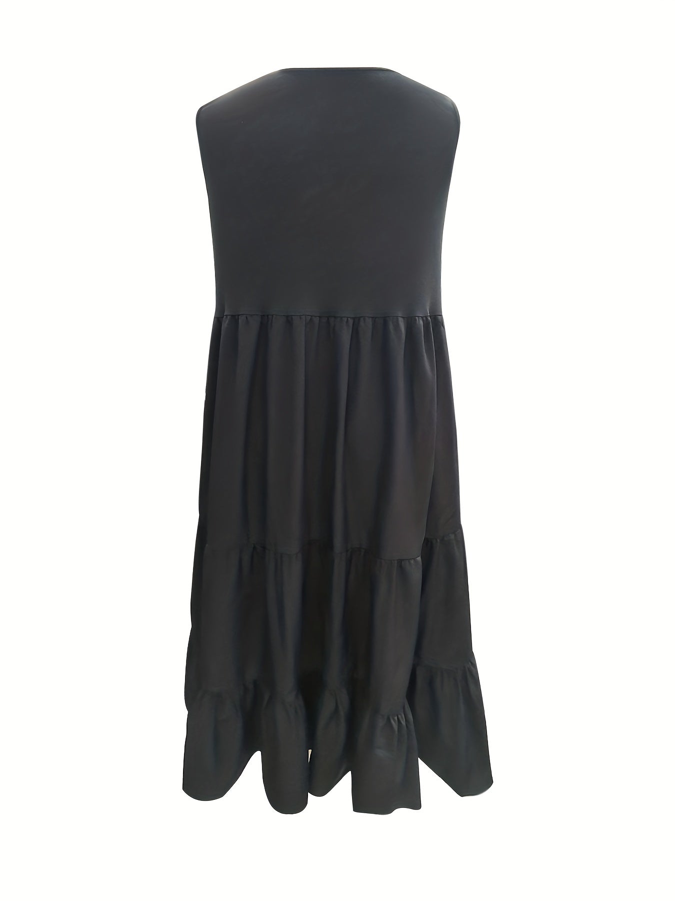  Solid Round Neck Stretch Tank Dress