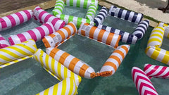 Striped Pool Floating Thickened Inflatable Float Chair with Mesh Recliner