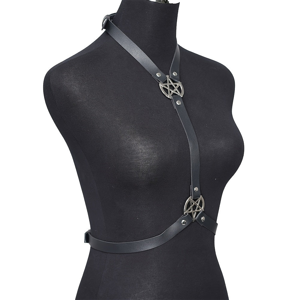 Punk Neck & Waist Belt Pentagram Chest Harness