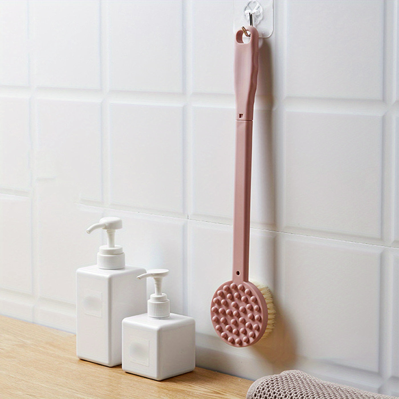 Long Handle Shower Brush Silicone Back Scrubber