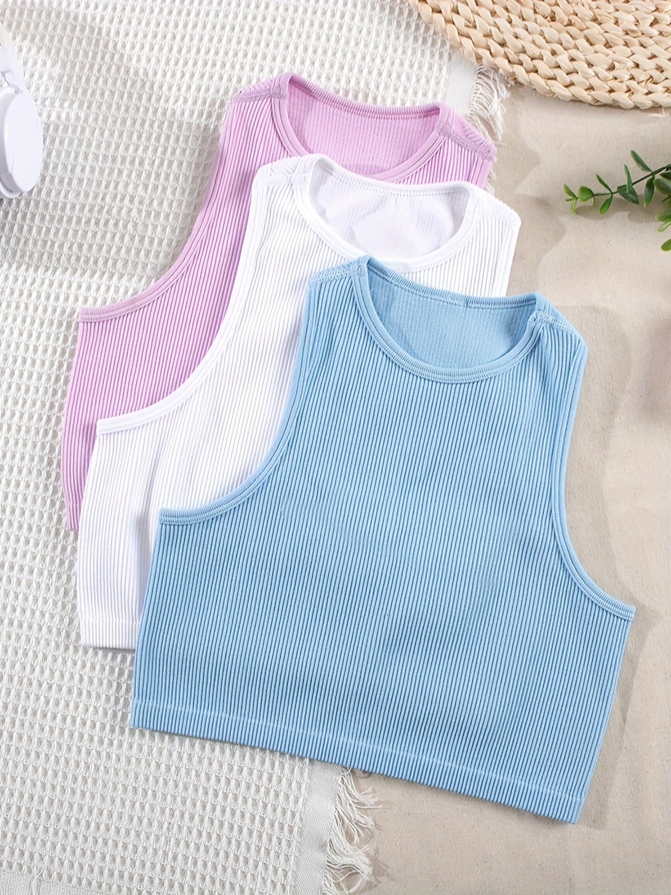 Ribbed Crop Tank Top Set for Summer