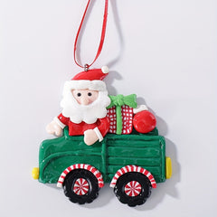 Small Car Christmas Soft Pottery Mud Scene Arrangement Pendant
