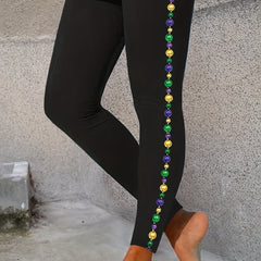  Colorful Dot Print High Rise Skinny Leggings