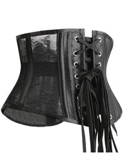 Floral Lace Strapless Corset Tummy Control Lace Up Body Shaper
