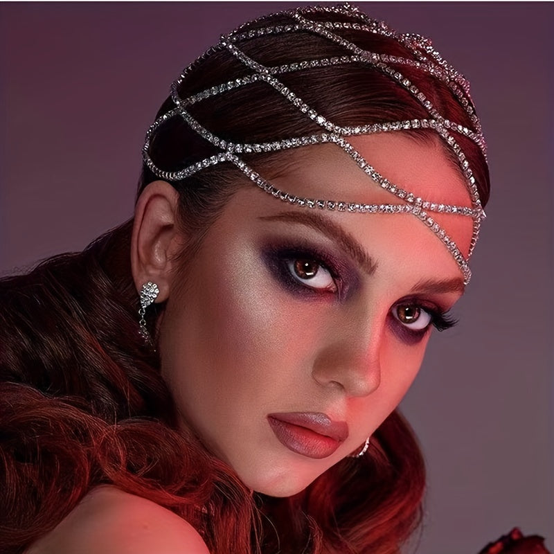 Rhinestone Head Chain with Tassel Bridal Hair Accessory