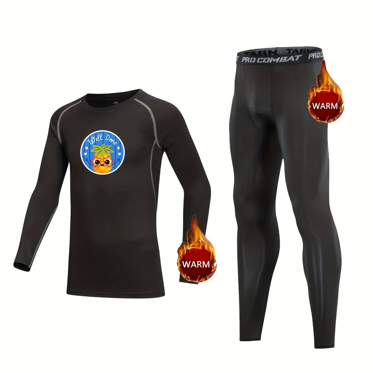 Kids Pineapple Print Compression Fleece Set