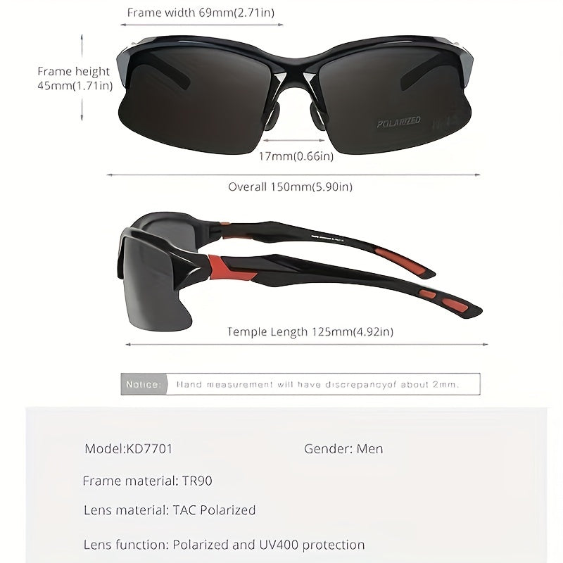 Men's UV400 Polarized Sports Glasses for Cycling Golf Fishing
