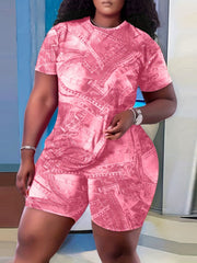  Denim Print Tee & Shorts Set