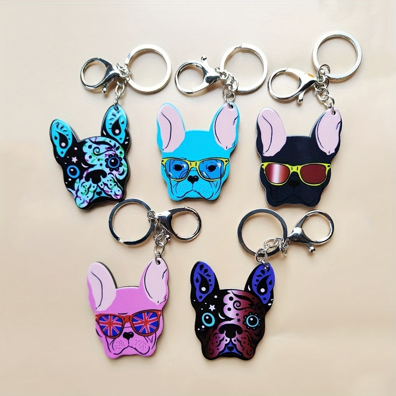 Bulldog Pattern Dog Keychain Bag Pendant Key Ring Ornament