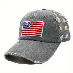 Unisex Mesh Sunshade Baseball Cap with US Flat Embroidery