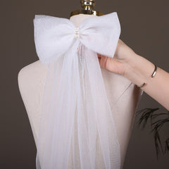 Butterfly Bow Bridal Veil Polyester Tulle Wedding Head Veil