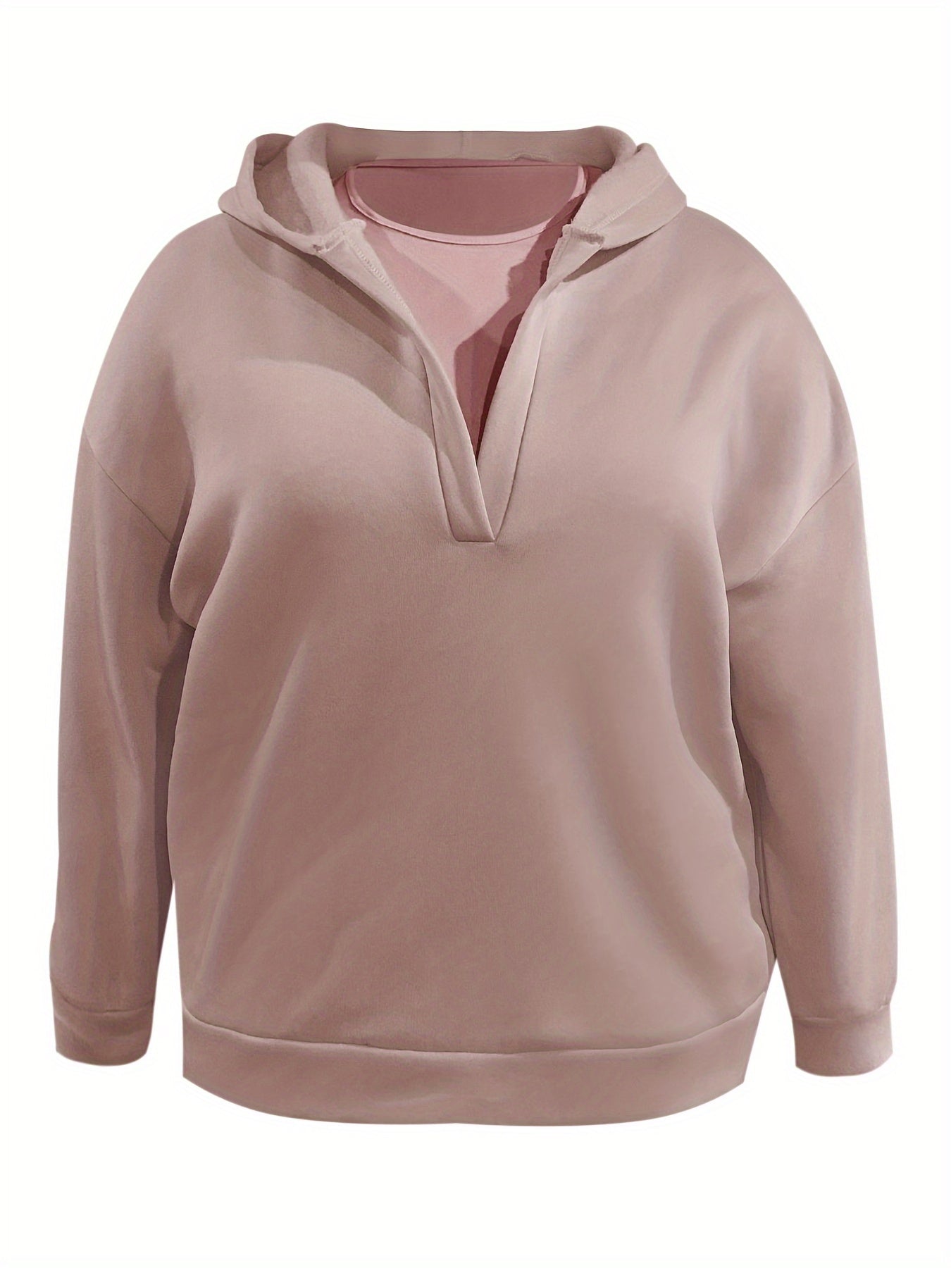  Solid Long Sleeve Hooded Sweatshirt & Round Neck Crop Tank Top Set