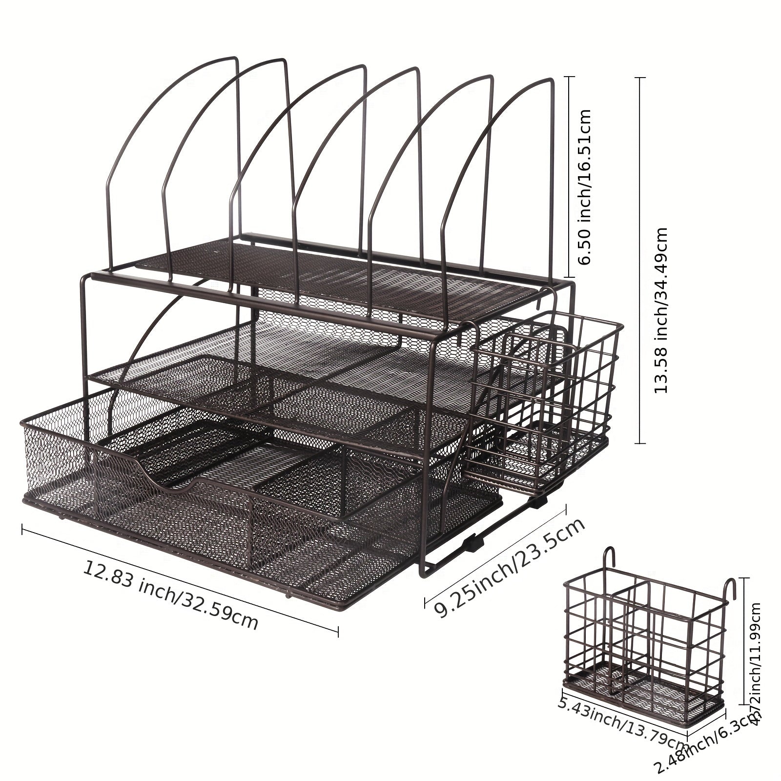 Comix Desk Organizer 2 Tier File Holder with Drawer & Pen Holder
