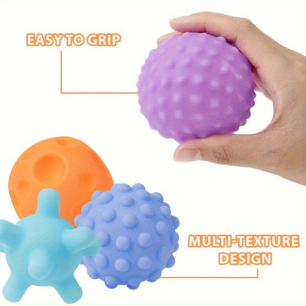 6 Pack Sensory Balls for Toddlers & Babies - Safe Squeaky Sounds