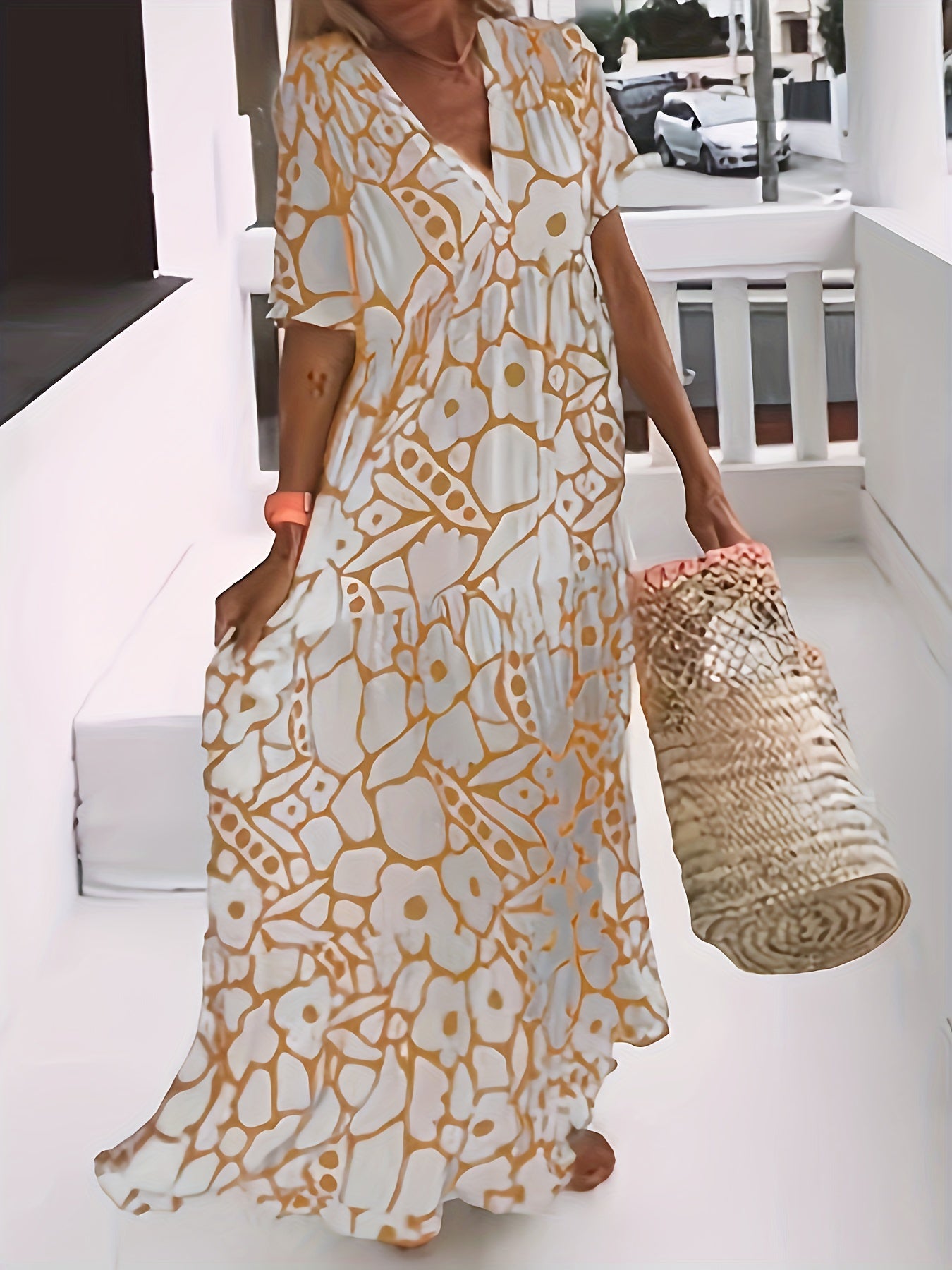  Casual Dress Women's Plus V-Neck Stretch Maxi Dress