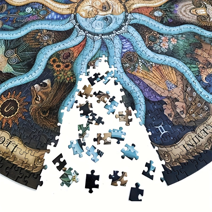 1000pcs Zodiac Puzzle Round Star Chart with Constellation Illustrations