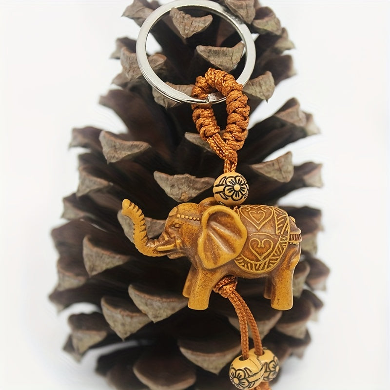 Wood Elephant Key Chain Pendant 3D Elephant Car Key Accessories