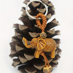 Wood Elephant Key Chain Pendant 3D Elephant Car Key Accessories