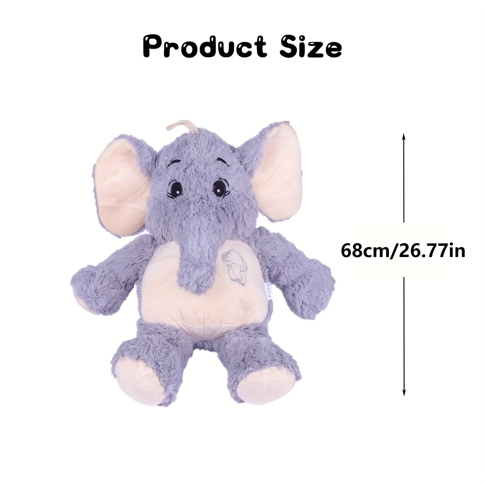 Large Gray Elephant Plush Stuffed Animal Toy Soft Durable Perfect Gift