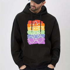 Rainbow Bear Flower Print Hoodie Men's Sweatshirt