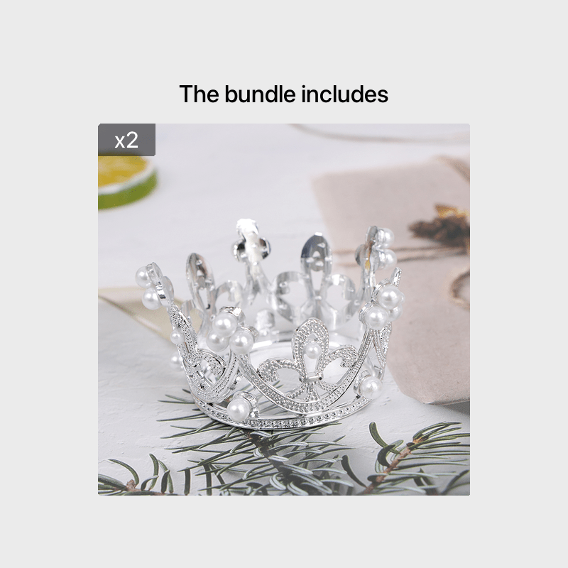 Mini Crown Princess Topper Crystal Pearl Hair Ornaments for Wedding