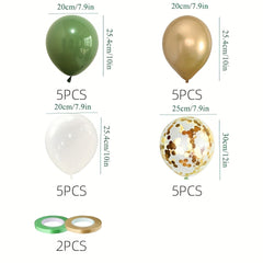 Green Golden Party Balloons 20pcs Bridal Baby Shower Decor Ribbon
