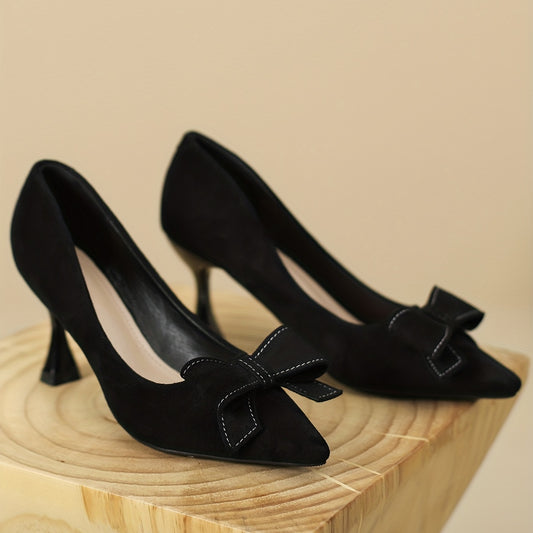Women's Bowknot Stiletto Heels Slip On Pumps
