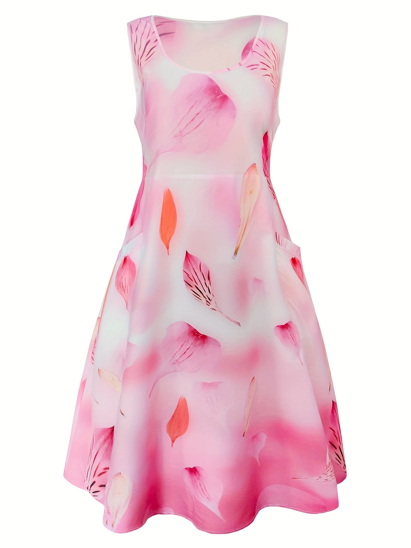 Plus Floral Print Tank Dress with Pockets