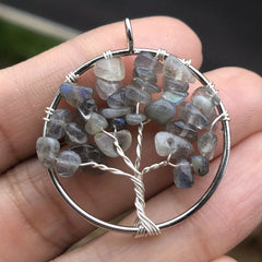 7 Charka Stone Tree Of Life Pendant Crystal Beads Energy Amulet