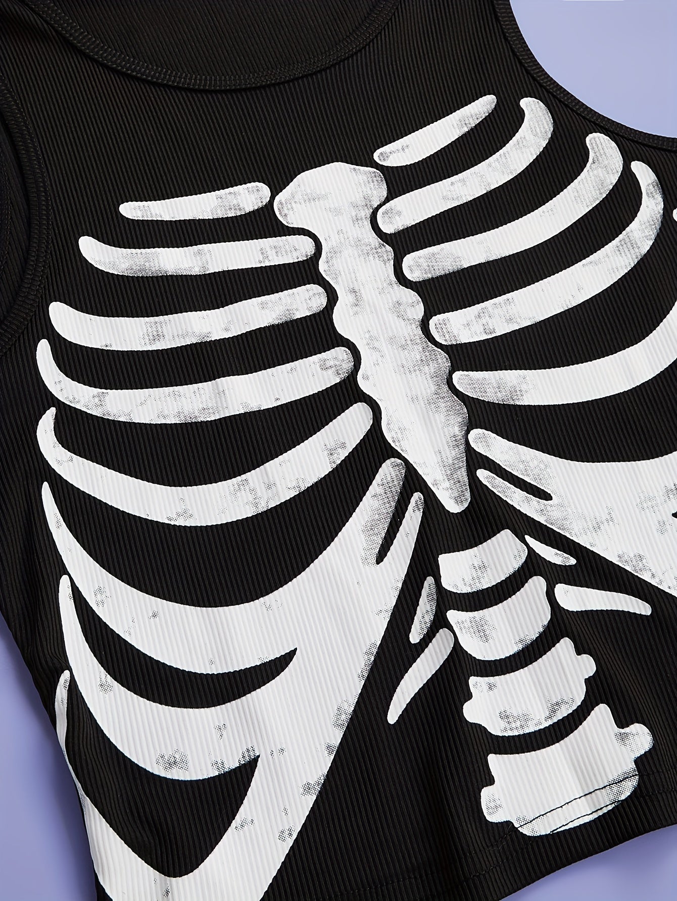 Skeleton Print Tank Top Crew Neck Summer Sleeveless Top