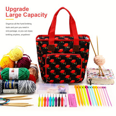 Portable Printed Yarn Storage Bag Large Capacity Crochet Hook Storage Case