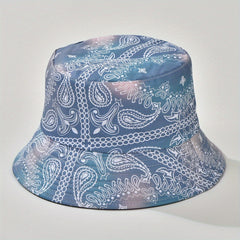 Paisley Print Bucket Hat Letter Graffiti Print Basin Hat Casual Sunscreen Fisher