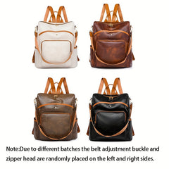 Casual Versatile Women's Backpack Solid PU Leather