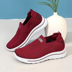Women's Knit Slip-On Sneakers Soft Sole Non-Slip Shoes Lightweight Comfy