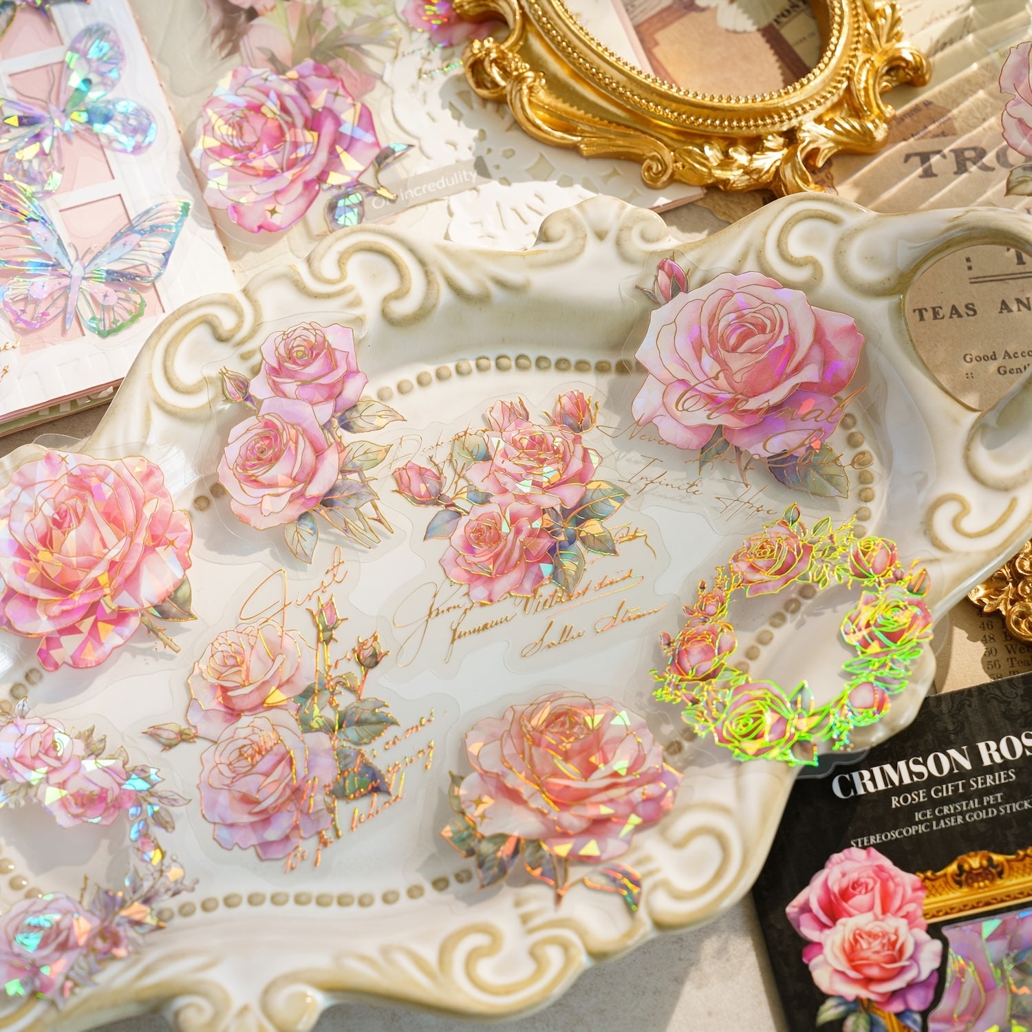 20pcs Rose Flower Gift Series Sticker Pack DIY Decorative Stickers