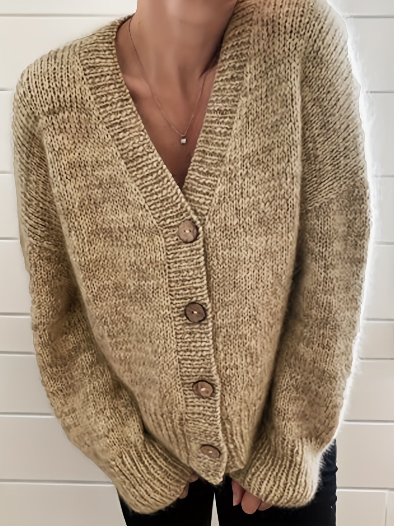  Solid Button Up Long Sleeve Cardigan